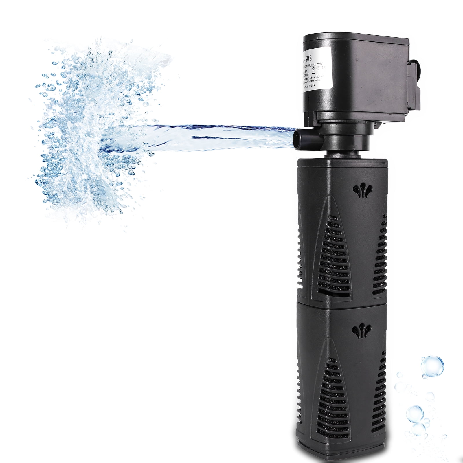 AQQA Aquarium buitenfilter, 2200 l/u, instelbaar aquariumfilter met 3-traps filtratie, 35 W stil buitenfilter voor aquaria tot 500 l