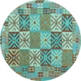thumbnail image 1 of Ahgly Company Indoor Round Southwestern Light Blue Country Area Rugs, 4' Round, 1 of 4