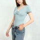 thumbnail image 5 of Camiseta deportiva informal de manga corta con cuello en V de color liso para niños, top de poliéster para niños, 5 of 5