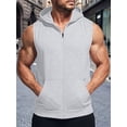 thumbnail image 4 of Men'S Workout Hooded Tank Tops Fashion Muscle Zip Up Sleeveless Hooded Slim Fit Gym Hoodie Light Gray S, 4 of 6