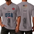thumbnail image 6 of America 250 Shirt Men's Summer Graphic V Neck Short Sleeve Everyday Casual Tee Mens 4Th of July T Shirts Grey XXXXXL, 6 of 6