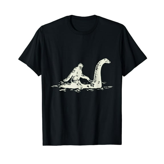 Bigfoot Sasquatch Riding The Loch Ness Monster Funny,Short Sleeve T-Shirt