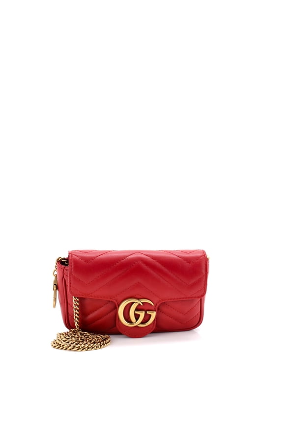 Pre-Owned GG Marmont Flap Bag Matelasse Leather Super Mini By Rebag