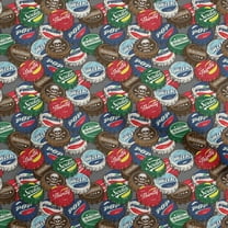 oneOone Velvet Brown Fabric Retro Bottle Soda Cap Dress Material Fabric Print Fabric By The Yard 58 Inch Wide-S4