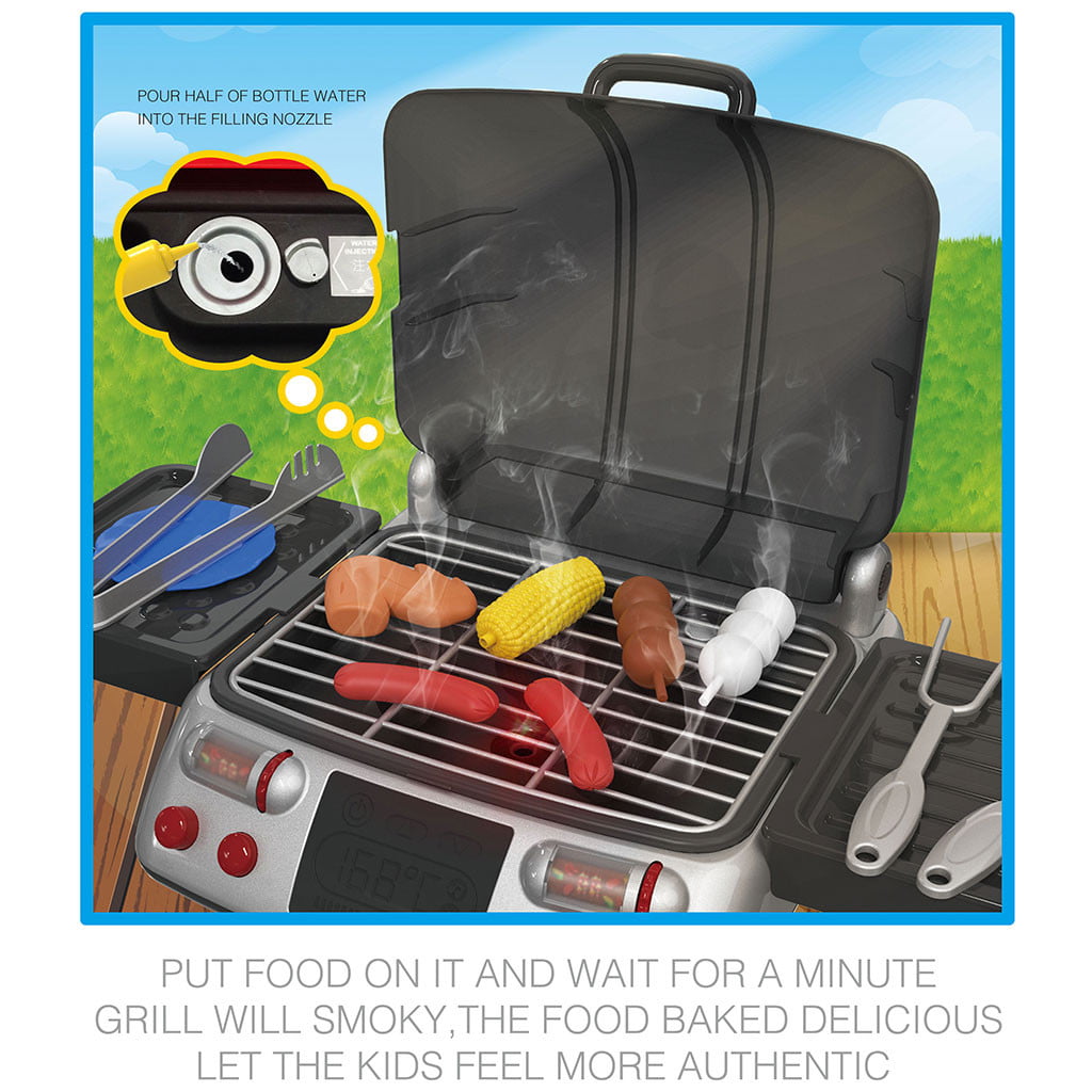 Spray Griddle Electric Stove Play Food Kitchen Grill Kit With LED Lights Kid Toy 