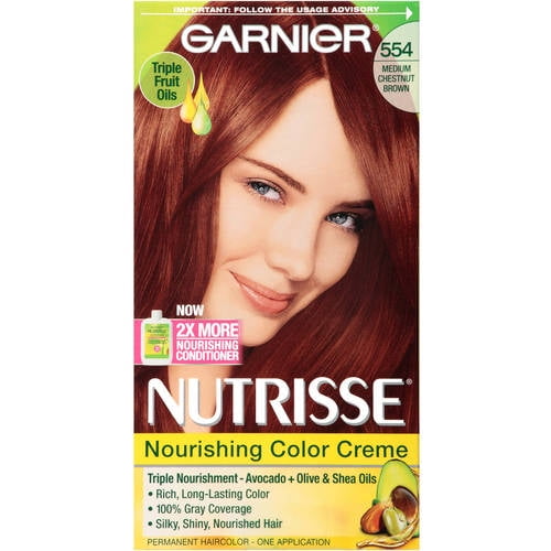 Garnier Nutrisse Nourishing Hair Color Creme with Triple Oils, 554 Medium Chestnut Brown, 1 kit Garnier Nutrisse Nourishing Hair Color Creme with Triple Oils, 554 Medium Chestnut Brown, 1 kit