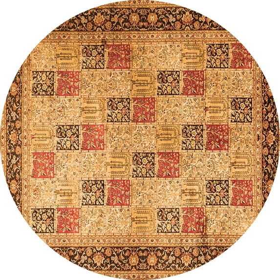Ahgly Company Machine Washable Indoor Round Persian Orange Traditional Area Rugs, 6' Round
