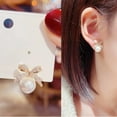 thumbnail image 3 of Christmas Earrings for Women Pearl Bow Earrings Xmas Holiday Christmas Jewelry Gifts Outfits Stocking Stuffers 2025, 3 of 6