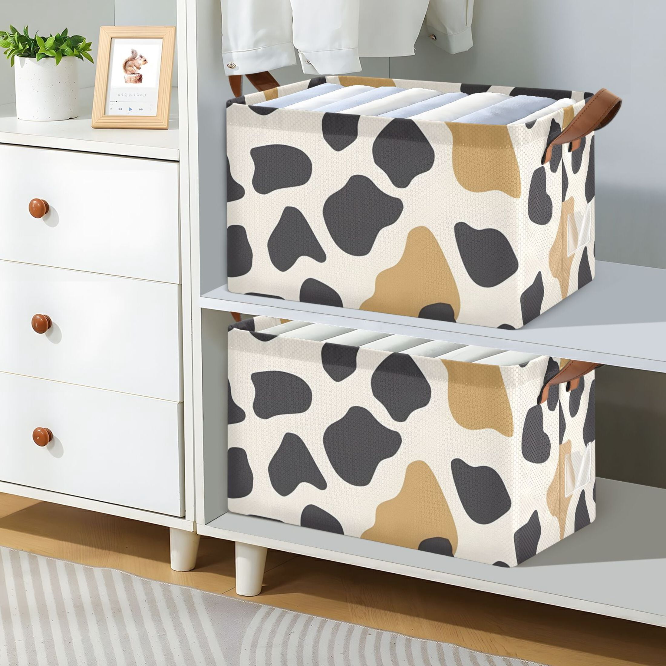 Ryvnso Graffiti Black Storage Bins Large Basket Foldable Cube Toys Organizer with Handles 2 PCs
