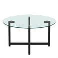 thumbnail image 4 of Aukfa Round Tempered Glass Coffee Table Metal Tube Legs End Table for Living Room, White, 4 of 9