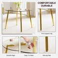 thumbnail image 4 of Modern minimalist style circular transparent tempered glass table, tempered glass tabletop, golden metal legs, suitable for kitchen, dining room, and living room, 40 "* 40" * 29.5 "1123r05158, 4 of 16