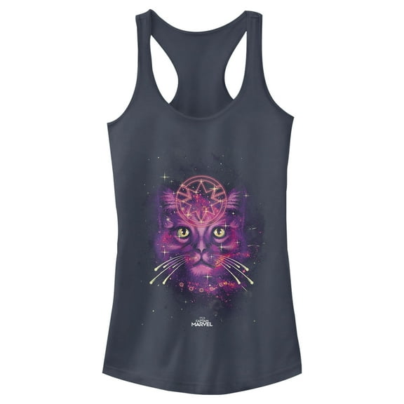 Junior's Marvel Cosmic Goose Cat Racerback Tank Top Indigo Small
