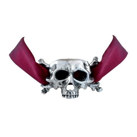 Alchemy Gothic `I Dieth` Skull Ribbon Necklace