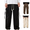 thumbnail image 1 of Styesk Men's Pants Men's Fashion Casual Solid Color Cargo Pockets Elastic Rope Casual Pants, 1 of 5