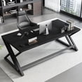thumbnail image 3 of Modern Office Desk  Large Long Wood Metal Computer Desk  Industrial Double Executive Desks for Two People  Rustic PC Workstation Work Study Writing Computer Table for Home  Light Grey Oak, 3 of 3
