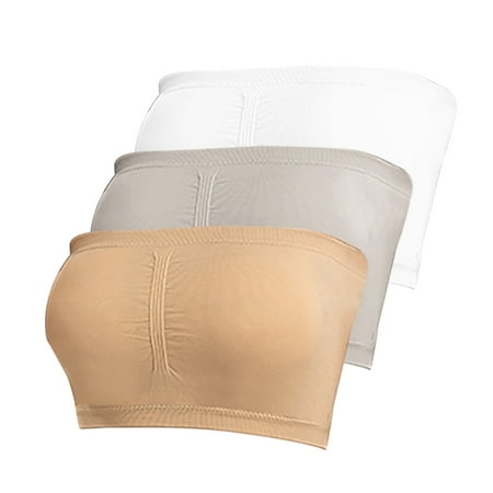 Pntutb Clearance Bras for Women Summer Bandeau Bra Plus Size Strapless Bra Comfort Wireless Bra White XXXXL