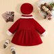 thumbnail image 4 of Vestido de manga larga con cuello redondo para niña, otoño y primavera, Navidad, manga larga, cuello con parches de pelusa, bonito vestido de princesa con lazo, vestido de poliéster para niña., 4 of 8