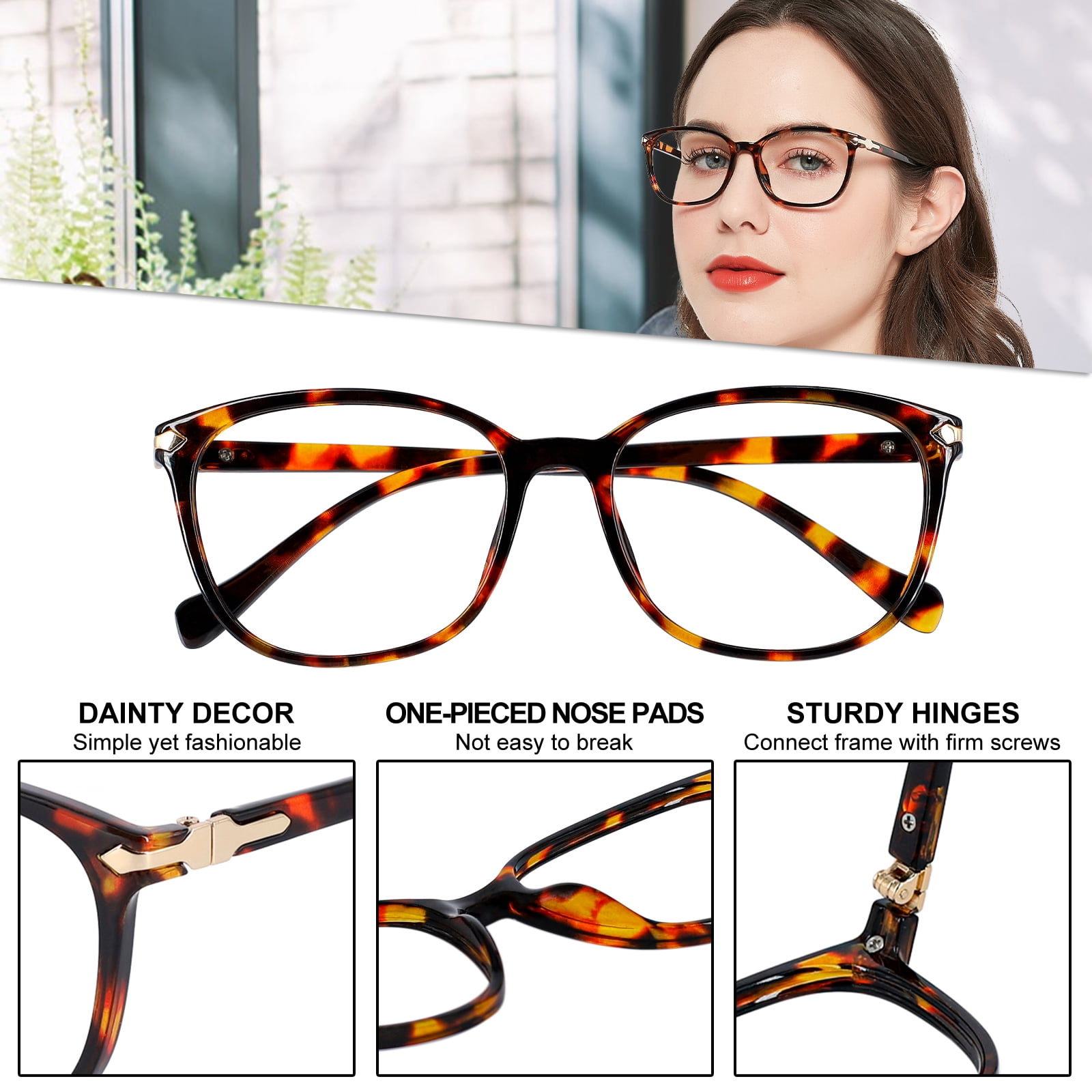 WEMOOTANTS 4 Packs Large Blue Light Blocking 4.0 Reading Glasses for Women Brown Tortoise Readers 4.00 for Gaming Computer Phone 1.0 1.25 1.5 1.75 2.0 2.25 2.5 2.75 3.0 3.5 4.00