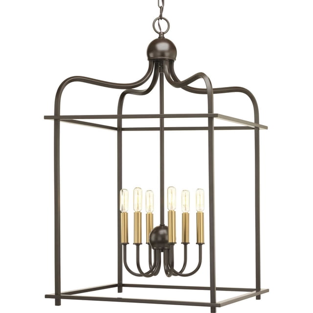 Progress Lighting P500037-020 Assembly Hall Six-Light Pendant, Brushed Nickel