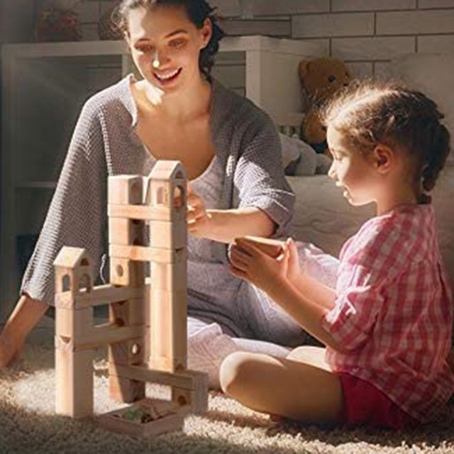 60 piezas de bloques de pista de mármol de madera para niños, bloques de construcción educativos ensamblados para niños, juguetes de bolas de tubo, regalos para niños
