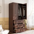 thumbnail image 5 of Freestanding Wardrobe, 71" High Closet with 2 Doors and 3 Drawers, Bedroom, Living Room, 5 of 6