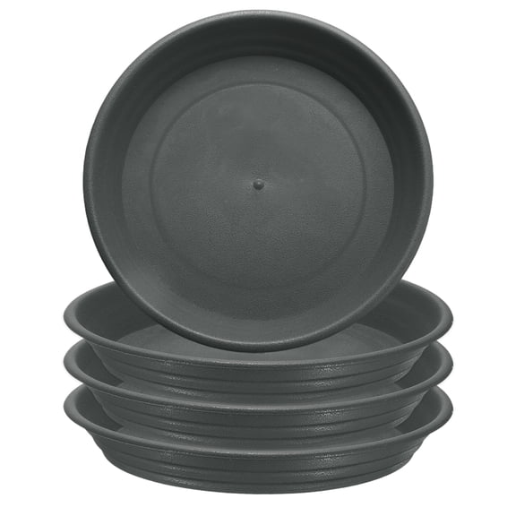 Uxcell 4pcs Plastic Plant Saucer 7" Round Drip Tray Flower Pot Saucer, Gray-Black