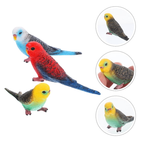 BESTONZON 3Pcs Artificial Parrot Model Assorted Color Plastic Bird Figurines for Garden Table Decor