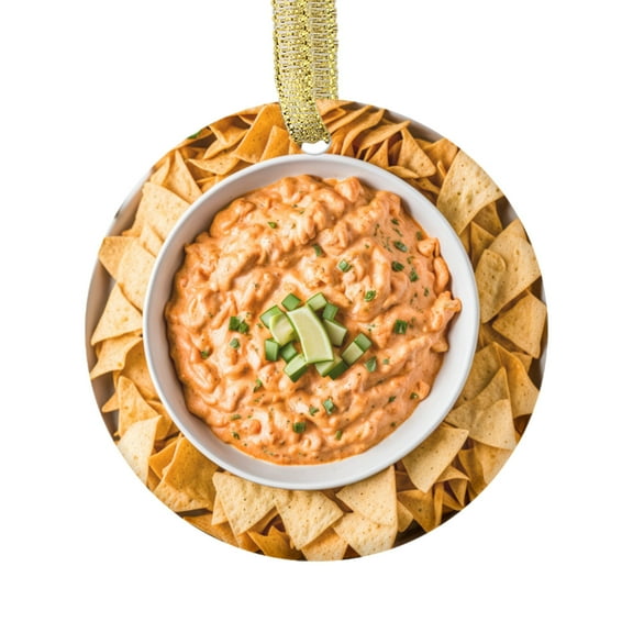 Buffalo Chicken Dip & Chips Food Lovers Foodie Novelty Holiday Christmas Ornament Xmas Tree Gift (Flat Design Printed on Ceramic, NOT 3D)