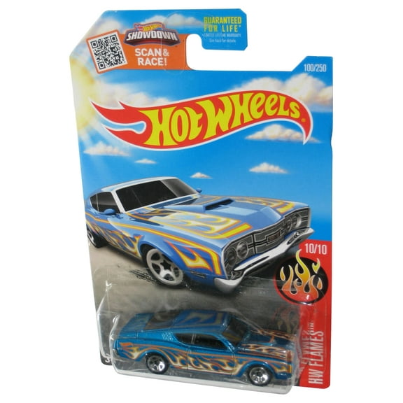 Hot Wheels HW Flames 10/10 (2015) Blue '69 Mercury Cyclone Toy Car 100/250 - (Spring Card)