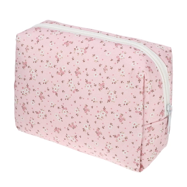 1 Pc Bolsa Cosmética Floral Portátil para Mujeres para Vacaciones Viaje de Negocios Rosa Claro Poliéster