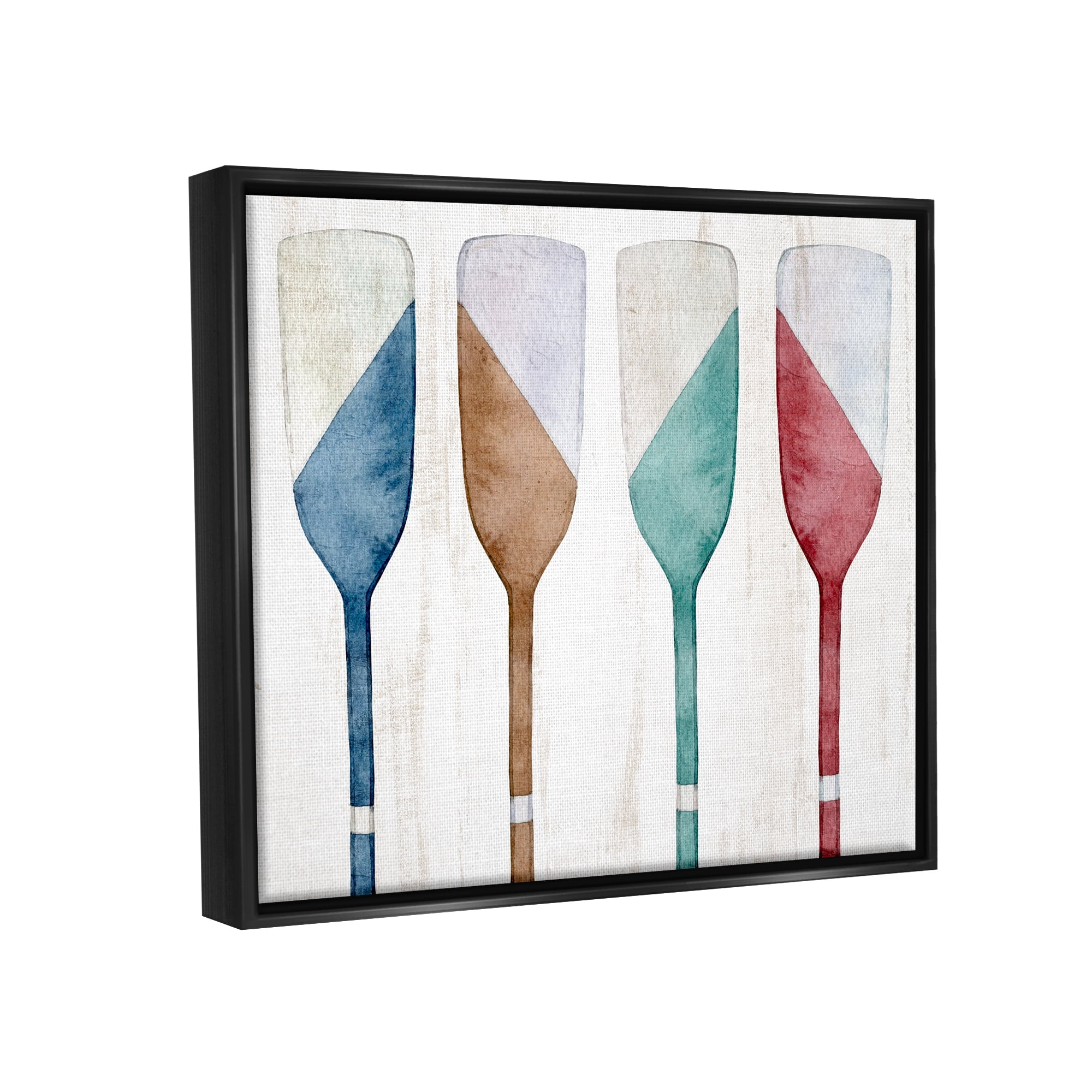 Stupell Industries Rustic Boat Oars Nature Painting Black Floater Framed Art Print Wall Art, 31 x 25