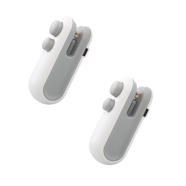 Oleegame 2 Pcs Mini Scelleuse de Sacs Rechargeable Scelleuse à Chaleur à Main 2 en 1 et Coupeuse Scelleuse Portable Machine de Scellage pour Sacs de Chips et Conservation des Aliments Fraîcheur Blanche