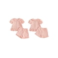 thumbnail image 2 of Cenuakty Toddler 0-3T Girls Summer Outfit Ruffled Hem Button up Short Sleeves T-Shirt and Elastic Shorts Set Cute 2 Piece Clothes, 2 of 9