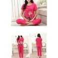 thumbnail image 4 of Womens Summer Plus Size Pajamas Set Chinese Lotus Floral Print Short Sleeve Tops Capri Pants Loose Sleepwear Loungewear XL-4XL, 4 of 19