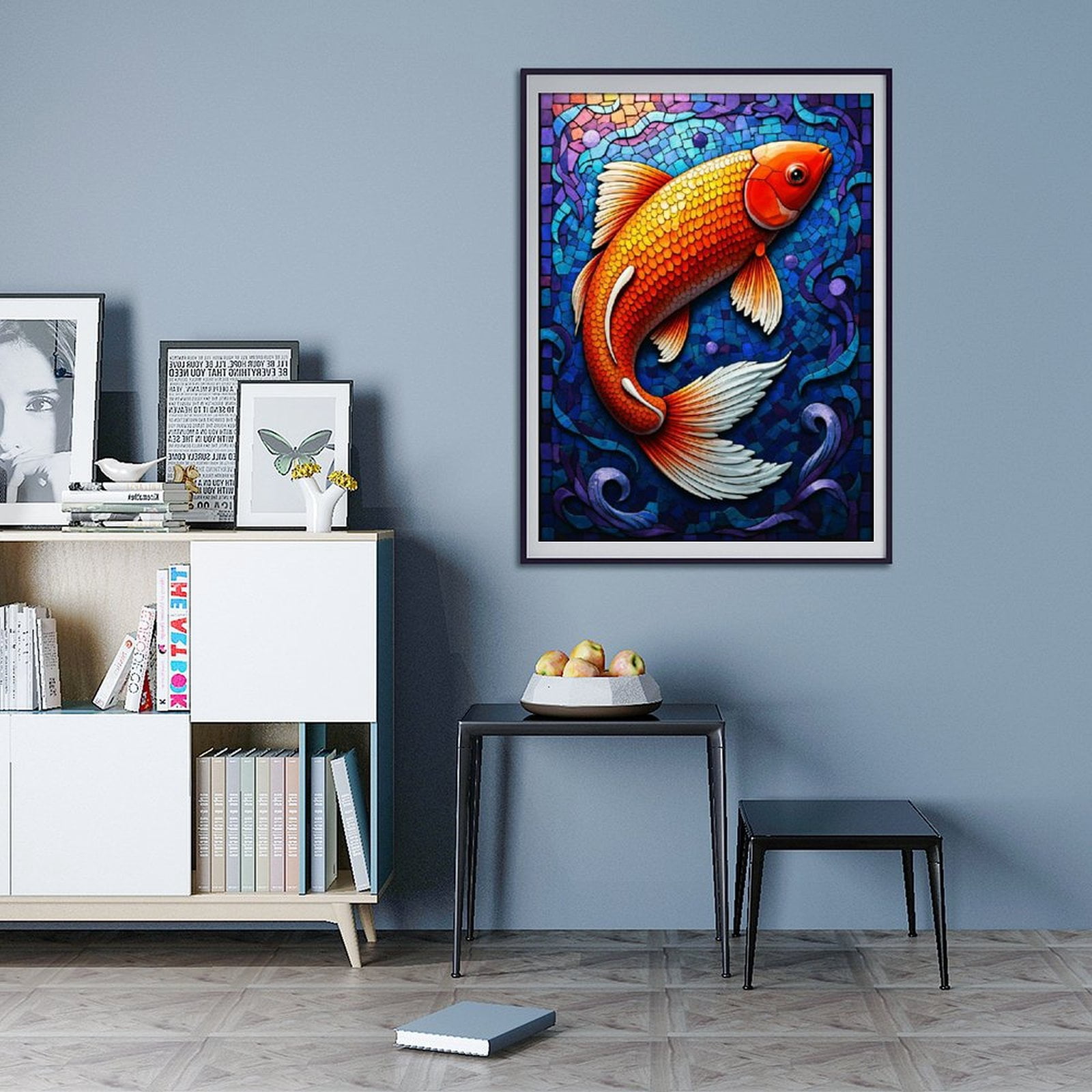 Diamond Art Kits for Adults - 5d Artistic Orange Fish Mosaic Design Diamond Painting for Adults, Diamond Art for Adults Beginners, Diamond Painting Kits for Adults for Home Wall Decor
