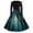 Cyan #008, variant on Halloween Dresses for Women Skeleton Hepburn Square Neckline Horror Swing Dress Castle Printed Long Sleeve Cute Dresses with Belt 2XL