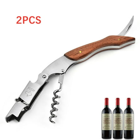 

Wine Opener - Professional Corkscrew Wine Bottle Opener w/ Foil Cutter - Manual Wine Key Bottle Openers for Waiters Bartenders & Home 2PCS