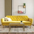 Novogratz Tallulah Memory Foam Futon and Couch, Mustard Yellow Velvet
