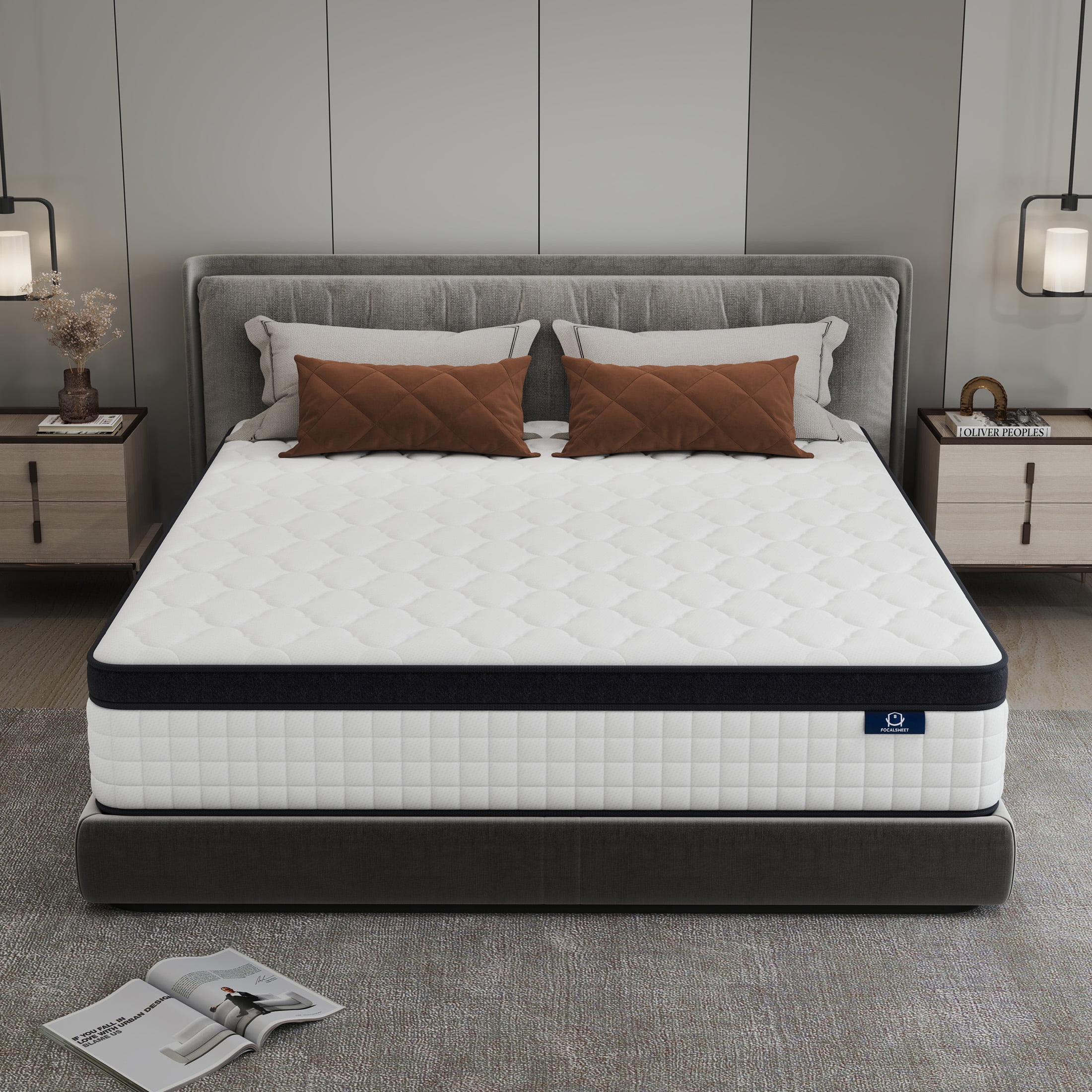 Focalsweet Queen Mattress,12" Memory Foam Mattress in a Box, Medium, Euro Top, Motion Isolation