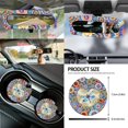 thumbnail image 5 of Renewold Dragonfly Bohemian Flower Car Seat Covers Full Set, Boho Floral Steering Wheel Safe Belt Pads Handbrake Set Coasters Garbage Container Rear View Mirror Center Console Cover, Set of 14, 5 of 7