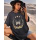 thumbnail image 4 of Camiseta Flafens de gran tamaño, lavada, vintage, retro, para mujer, 4 of 6