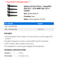 thumbnail image 2 of Ignition Coil Set 4 Piece - Compatible with 2012 - 2016 BMW 328i 2.0L 4-Cylinder 2013 2014 2015, 2 of 2