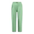 thumbnail image 7 of Linen Pants Women Elastic Waist Cropped Button Summer Lounge Pants Straight Leg Ankle Length Cotton Linen Slacks Light Green M, 7 of 7