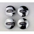 thumbnail image 1 of Ford Black & Chrome Wheel Center Caps Hub Badges Emblem 65mm 4pcs, 1 of 1