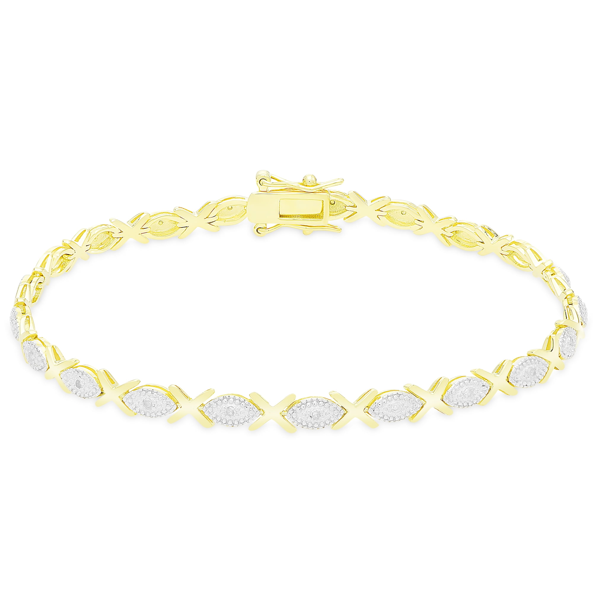 Forever Facets Fine Silver Plated Gold Tone XO Diamond Shape
