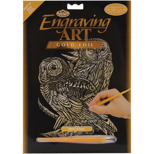 Gold Foil Engraving Art Kit 8"X10"Owls