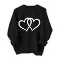 thumbnail image 2 of FAWUUDO Womens Sweet Valentines Crewneck Pullover Loose Fit Long Sleeve Heart Print Graphic Sweatshirt Casual Cozy Romantic Holiday Wear Black XL, 2 of 7
