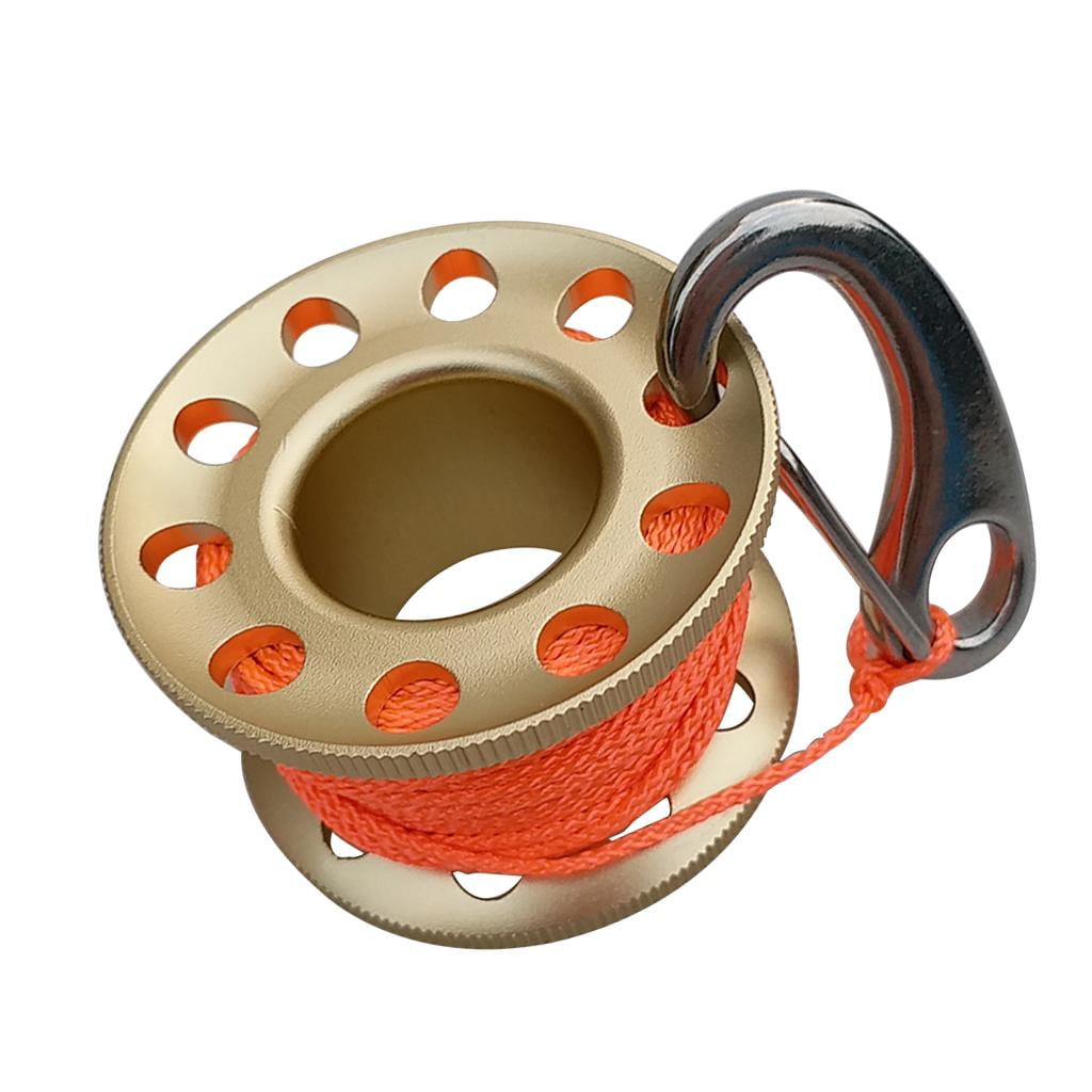 Aluminum Alloy Diving Finger Spool Diving Wreck Reel 8ft Line with
