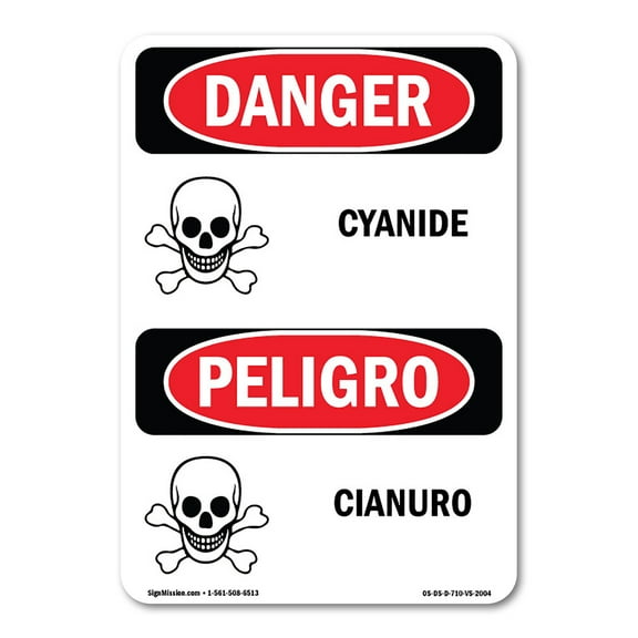 OSHA Danger Sign - Cyanide - Cianuro | Decal | Protect Your Business, Construction Site, Warehouse & Shop Area |  Made in The USA