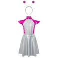 thumbnail image 3 of iiniim Girls Outer Space Alien Robot Carnival Movie Party Metallic Gloss Tunic Dress with Hair Hoop Hot Pink 16, 3 of 7